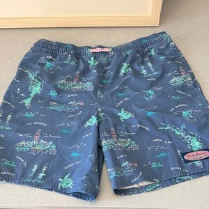 Vineyard Vines Navy Bahamas Map Print Swim Shorts